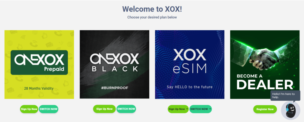 xox sim card prepaid postpaid